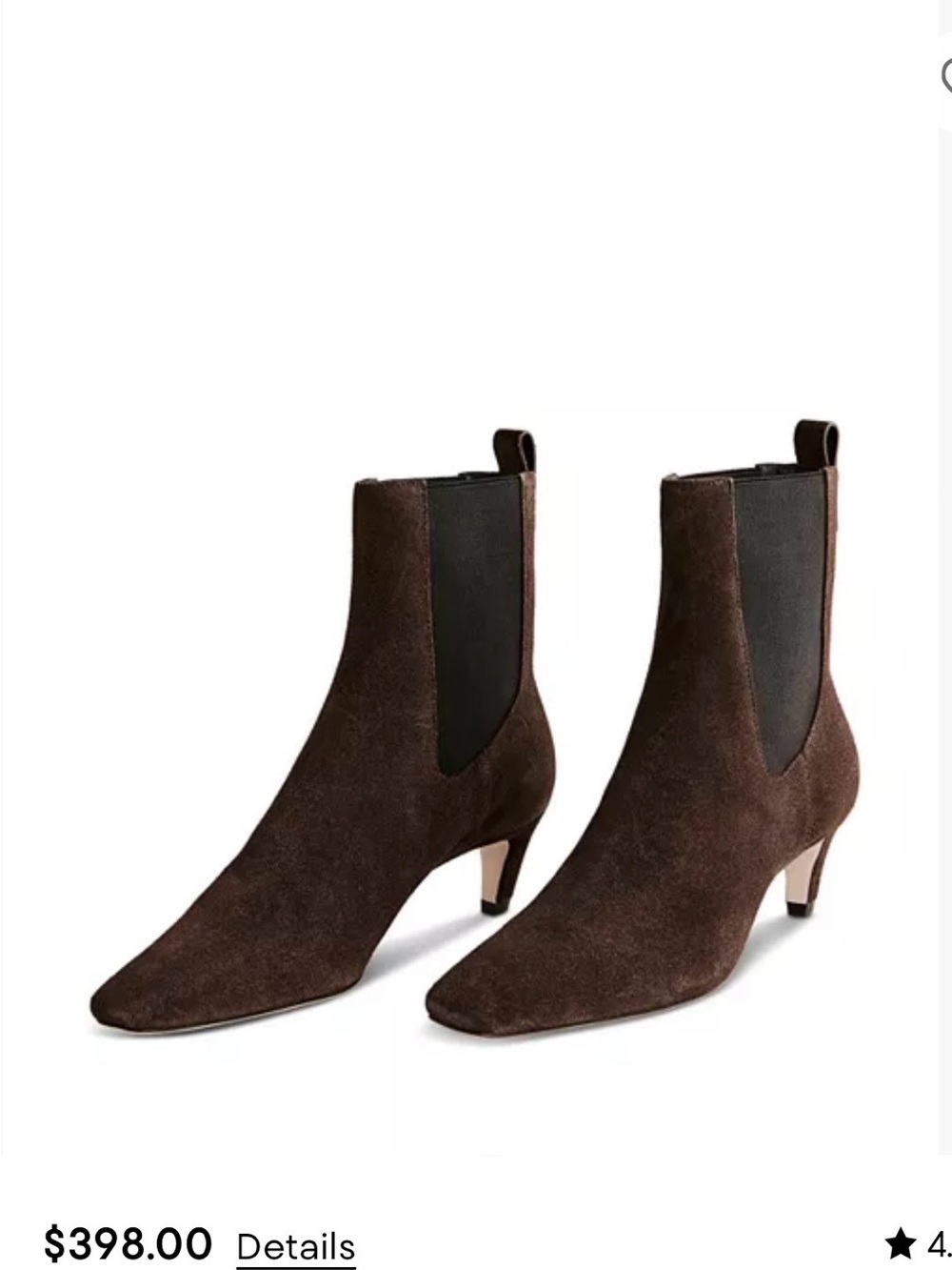Reformation Dark Brown Suede Pointed-Kitten Heel Ankle Boots